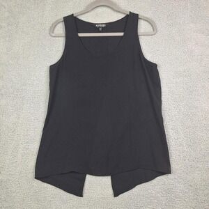 Express Womens Top Medium Black Split Back Tank Flowy Whimsigoth